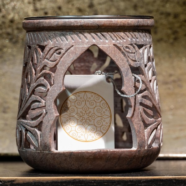 Weihrauchgefäße für Teelicht aus Speckstein mit Edelstahlsieb Bild 3